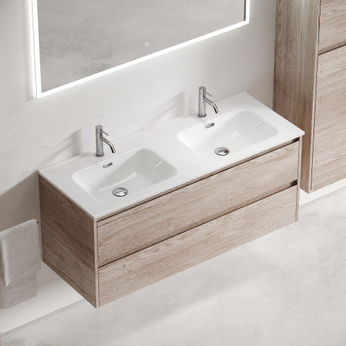 Тумба под раковину Sancos Libra LB120-2EG 119х45х50 подвесная цвет дуб галифакс натуральный - фото 4